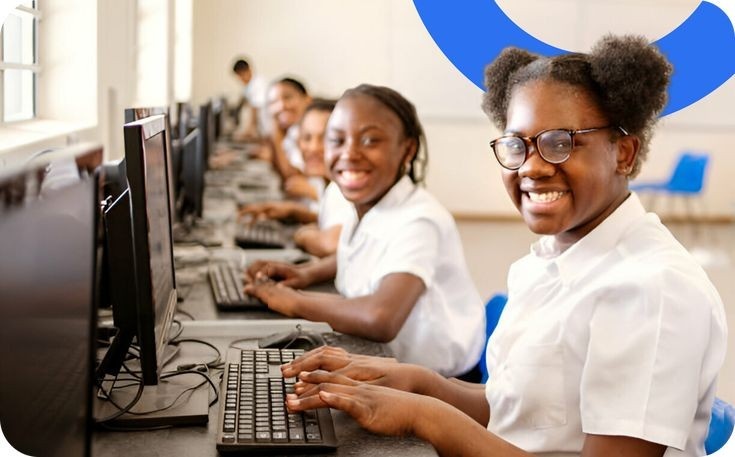 Confident young Nigerian digital native generation using technology naturally and fluently in everyday life