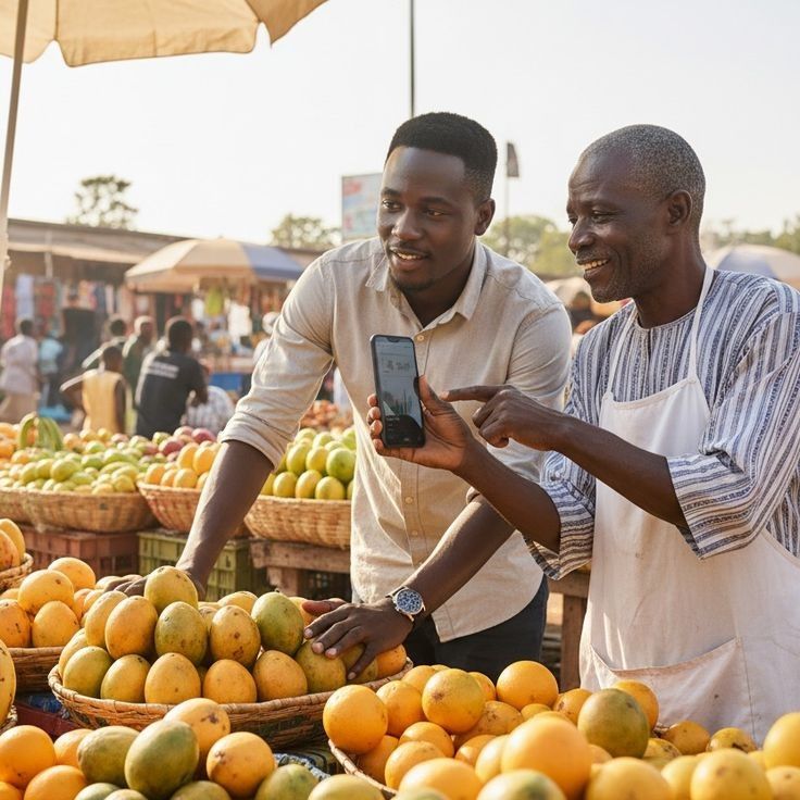 Nigerian community members participating in small-scale savings and community finance through digital means